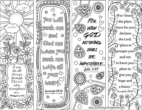 RicLDP Artworks: Eight Bible Verse Coloring Bookmarks Free Printable Bible Verse Bookmarks, Free Printable Bible Bookmarks, Printable Bible Bookmarks, Free Printable Bookmarks Templates, Christian Bookmarks, Illustrated Bible, Bible Journal Notebooks, Free Printable Bookmarks, Bible Journaling Supplies