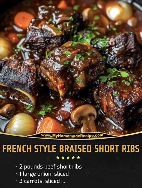 French Style Braised Short Ribs, Braised Boneless Beef Ribs, French Braised Short Ribs, Mexican Short Ribs Recipe, Boneless Beef Ribs, Braised Short Ribs Recipe, Recipes French, Beef Short Rib Recipes, Meat Eater