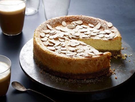 Ricotta Cheesecake With Almonds recipe from Food Network Kitchen via Food Network Low Fat Cheesecake, Almonds Recipe, Ricotta Cheesecake, Chocolate Crust, Classic Cheesecake, Best Cheesecake, Easy Cheesecake Recipes, Gateaux Cake, Easy Cheesecake