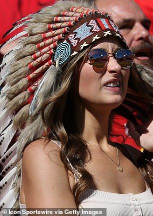 A Kansas City Chiefs fan wears Native American headdress while attending a home game at Arrowhead Stadium in Kansas City, Missouri, last October Chiefs Face Paint, Chiefs Headdress, Face Paint Ideas, Arrowhead Stadium, Native American Headdress, Home Games, Nfl Kansas City Chiefs, Cb Radio, Farm Heroes