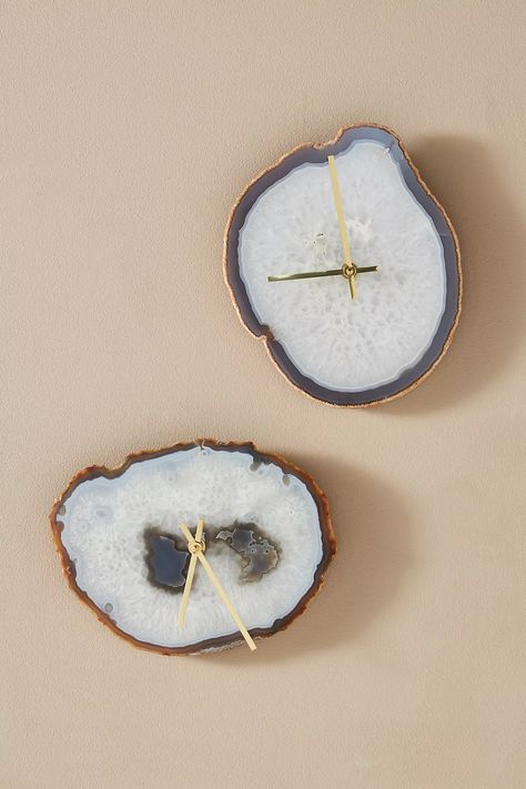 Agate Wall Clock | Anthropologie Geode Clock, Gemstone Decor, Agate Rocks, Crystal Cave, Rock Decor, Rock Ideas, Crystal Crafts, Bhldn Weddings, Agate Stone