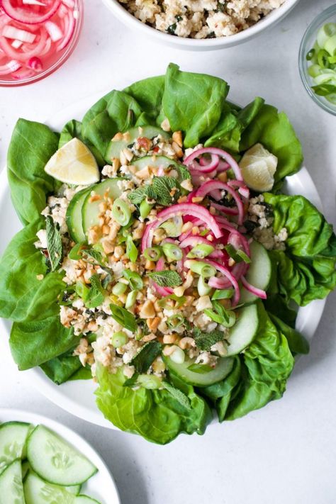 Thai Chicken Larb Salad (Larb Gai) - Every Last Bite Thai Chicken Fried Rice, Larb Salad, Thai Larb, Larb Gai, Pork Larb, Chicken Larb, Chicken Sesame, Spicy Orange Chicken, Chicken Lime