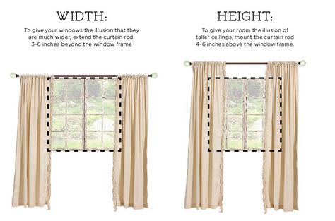 Drapery really finishes off a room, giving it a polished feel. To give your space the illusion of height or width, follow this helpful guide! Eames Design, Hang Curtains, Curtains And Draperies, How To Hang, Cabinet Ideas, Drapery Panels, Hanging Curtains, Curtains Bedroom, Window Coverings