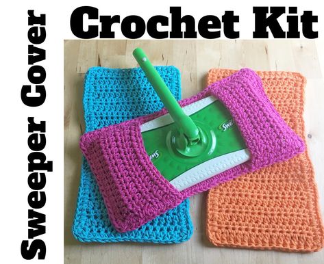 DIY Crochet Kit Reusable Sweeper Cover Pattern Kit includes everything you need to make these reusable mop pad covers. Great for beginner crocheters and also a great gift. Swiffer Cover, Wet Mop Pads, Swiffer Pads, Mop Pads, Crochet Kitchen, Crochet Diy, Crochet Basics, Crocheted Item, Diy Crochet