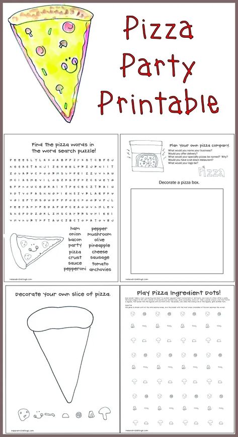 Free Pizza Party Banner Printable and Games - Laura Kelly's Inklings Pizza Party Games, Pizza Party Decorations, Kids Pizza Party, School Pizza, Pizza Party Birthday, Kids Pizza, Pizza Games, Laura Kelly, Pizza Company