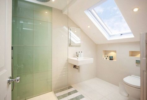 Small Bathroom With A Sloping Roof Is Suited To The Wellness Oasis ...