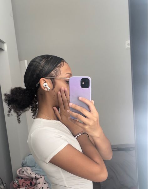 Middle part slick back Middle Part Slick Back Bun Natural Hair, Slick Back Middle Part Bun, Middle Part Slick Back Natural Hair, Middle Part Slick Back Bun, Slick Back Middle Part, Middle Part Slick Back, Middle Part Bun, Low Curly Bun, 4c Natural Hairstyles Short