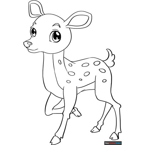 Free Baby Deer Coloring Page for Kids Deer Drawing Easy, Squirrel Coloring Page, Deer Coloring Pages, Cartoon Reindeer, Deer Drawing, Free Printable Coloring Sheets, Skull Coloring Pages, Deer Pictures, Drawing Guides