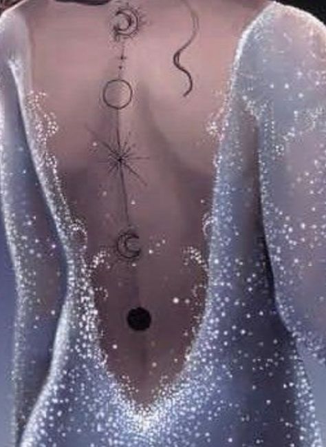 Feyre Archeron Back Tattoo, Feyre Spine Tattoo Acotar, Feyra Acheron Tattoo, Feyre Back Tattoo Acotar, Acotar Feyre Back Tattoo, A Court Of Thorns And Roses Tattoos, Feyre Moon Tattoo, Feyres Tattoo Back, A Court Of Mist And Fury Tattoo