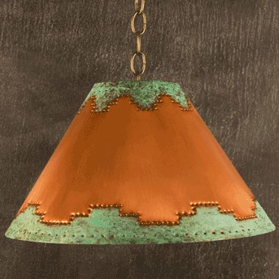 Southwestern Lamp Shades Southwestern Lamps, Southwestern Lighting, Copper Lampshade, Craftsman Lighting, Hanging Lamp Shade, Metal Lamp Shade, Patina Color, Southwest Decor, Arts Crafts Style