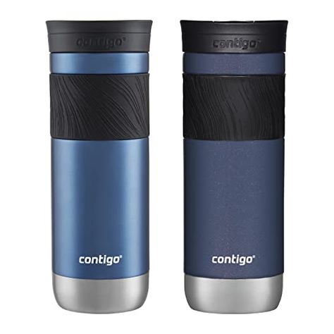 Contigo 20oz Vacuum-Insulated Stainless Steel Leak-Proof Travel Mug Best Travel Coffee Mug, Fluid Movement, Blue Corn, Reusable Coffee Cup, 7 Hours, Fit Car, Metal Straws, Single Serve, Long Haul