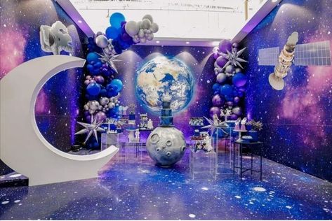 Galaxy Theme Party Decoration, Space Themed Event, Galaxy Backdrop, Space Flowers, Space Themed Party, Event Entry, Galaxy Birthday, Space Theme Party, Space Birthday Party