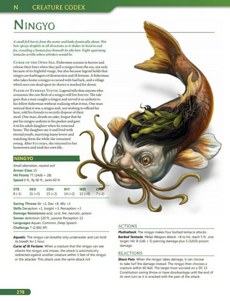 Dnd Fish, Dnd Beasts, Homebrew Monsters, Dnd Backgrounds, Dnd Stats, Creature Fantasy, Mythical Monsters, World Mythology, Dnd Races