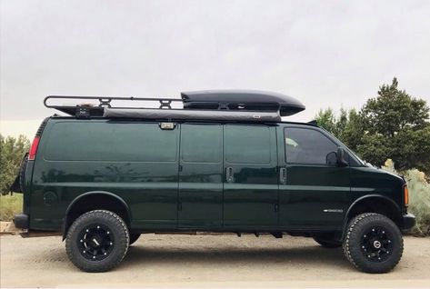 Gmc Savana Camper Van, Express Van Conversion, Vanlife Uk, Pimped Cars, Lifted Van, Vans Painted, 4x4 Camper Van, Chevrolet Van, Camping Lifestyle