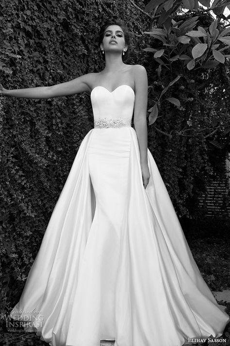 • Elihav Sasson wedding dress 2015 strapless sweetheart neckline attached train at waist clean sheath gown with belt • Elihav Sasson, Wedding Dresses Sweetheart Neckline, 2015 Wedding Dresses, Sweetheart Wedding Dress, Wedding 2015, Wedding Dresses Strapless, A Wedding Dress, Mod Wedding, Wedding Dress Inspiration