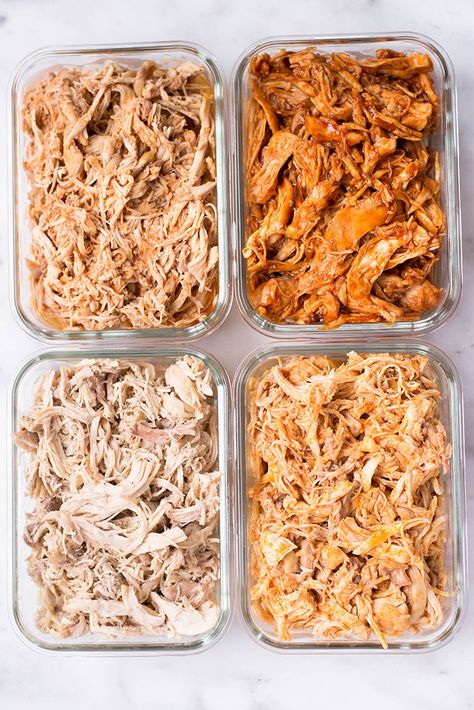 Slow Cooker Shredded Chicken Meal Prep | How to make shredded chicken and 4 shredded chicken recipes | A Sweet Pea Chef Meal Prep Shredded Chicken, Shredded Recipes, Shredded Chicken Meal Prep, Slow Cooker Shredded Chicken, Make Shredded Chicken, Clean Meal Prep, Tabbouleh Salad, Breakfast Low Carb, Chicken Recipes Video