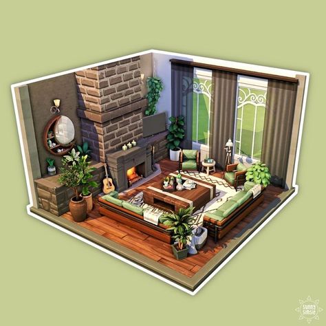 Living Room Sims 4, Sims 4 Cottage, Sims 4 Houses Layout, Sims Freeplay Houses, Sims 4 Kitchen, Sims 4 Bedroom, Cosy Interior, Sims 4 House Plans, Sims 4 House Building