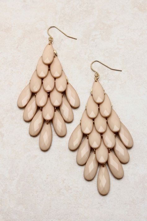 Nude Sedona Chandelier Earrings | Emma Stine Jewelry Earrings Knitted Earrings, Nude Earrings, White Jewellery, Unique Fashion Jewelry, Clothes Casual, Earrings Accessories, Color Crush, Neutral Fashion, Plus Size Maxi Dresses