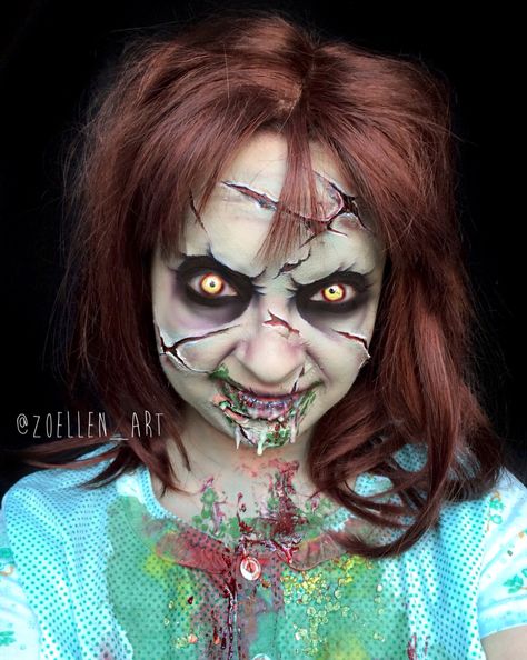 Reagan Exorcist Costume, Exorcist Costume Makeup, Exorcist Costume Diy, The Exorcist Halloween Costume, Regan Exorcist Makeup, Regan Exorcist Costume, Exorcist Halloween Costume, The Exorcist Makeup, The Exorcist Costume