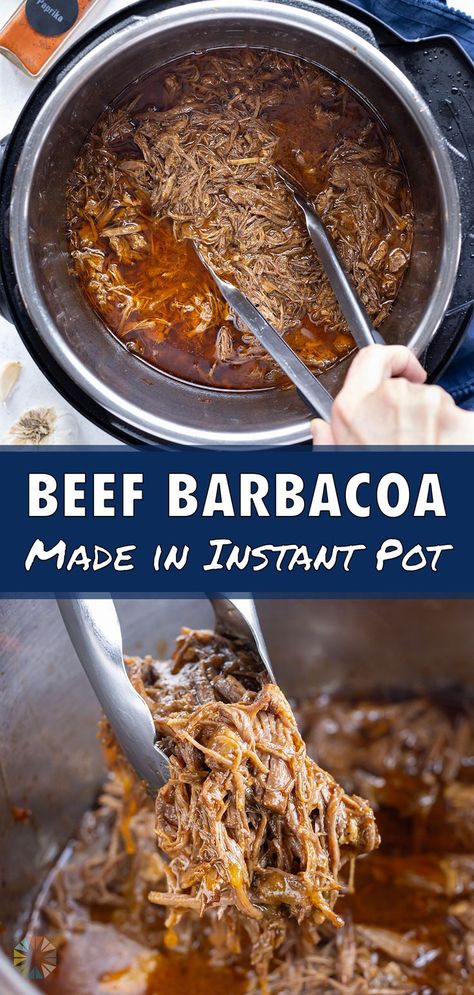 Instant Pot Barbacoa made in your pressure cooker makes tender and flavorful meat every single time. Beef chuck roast is pressure cooked in a flavorful chipotle sauce until tender enough to fall apart. This Mexican dish can be served as an easy weeknight dinner in tacos or burritos, on rice, and so much more! Instant Pot Barbacoa Beef, Instant Pot Barbacoa, Chipotle Copycat Recipes, Beef Barbacoa, Chuck Roast Recipes, Barbacoa Recipe, Healthy Instant Pot, Barbacoa Beef, Mom Recipes