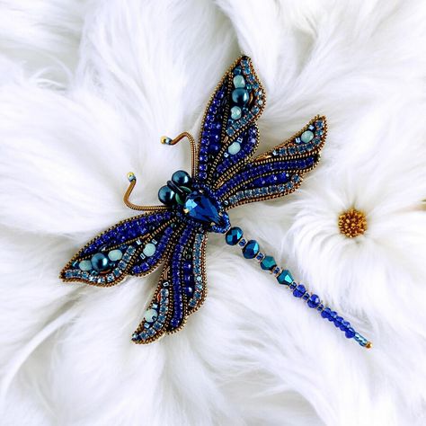 Blue dragonfly rhinestone brooch Nature inspired wild spirit dragonfly pin Whimsical aesthetic insect jewelry outfit accent godmother gift. by LaimmaSoloJewelry on Etsy