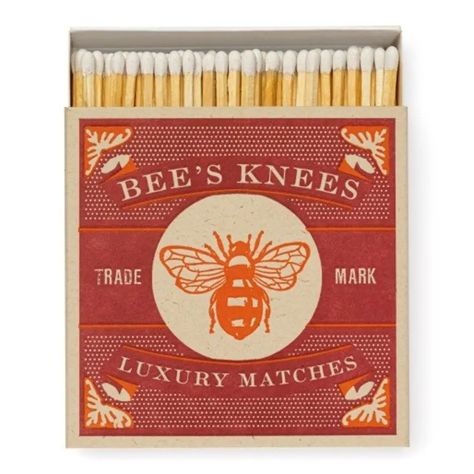 Trouva: Bee's Knees Square Matchbox Matchbox Diy, Matchbox Ideas, Vintage Matches, Custom Matchbooks, Spiced Honey, Kid Laundry, Match Books, Diy Poster, Startup Branding