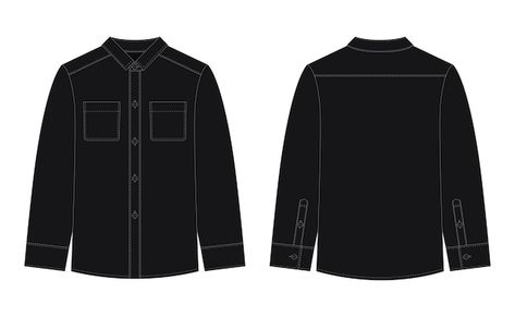 Vector blank shirt with pockets and butt... | Premium Vector #Freepik #vector #uniform #shirt-design #casual-shirt #shirt-pocket Pola Jaket, Brand Proposal, Kemeja Denim, Technical Sketch, Boston House, About Blank, Godzilla Wallpaper, Uniform Shirt, Daily Clothes