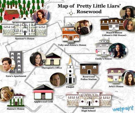 The little town of Rosewood. Except Alison and Spencer's house is supposed to be directly beside each other i think. Spencer House, St Paul Minnesota, Photo Montage, Town Map, Art Supply, Twin Cities, St Paul, Frame Shop, Pretty Little Liars