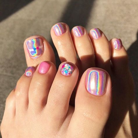 Glitter Toe Nails, Simple Toe Nails, Feet Nail Design, Pedicure Designs Toenails, Gel Toe Nails, Toe Nail Color, Pretty Toe Nails, Cute Toe Nails, Summer Toe Nails