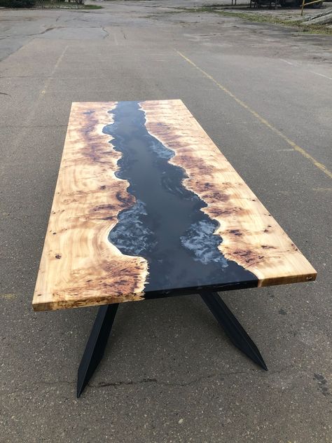 Epoxy Table Epoxy Resin Table Resin Table Poplar Epoxy | Etsy Dining Table For 2, Unique Table Design, Live Edge Epoxy, Resin Dining Table, Class Auction, Table Resin, River Tables, Black Loft, Poplar Tree