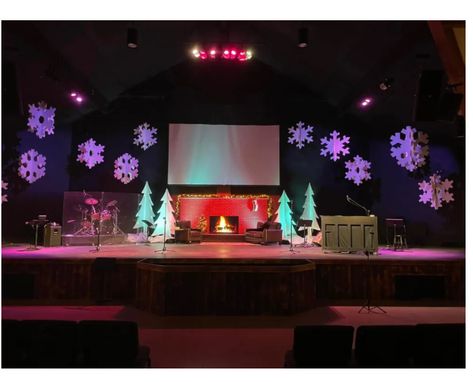 Fall Stage Design, Christmas Stage Design Church, Foam Board Insulation, Christmas Stage Design, Foam Insulation Board, Church Stage Design Ideas, Church Christmas Decorations, Christmas Stage, Stage Design Ideas