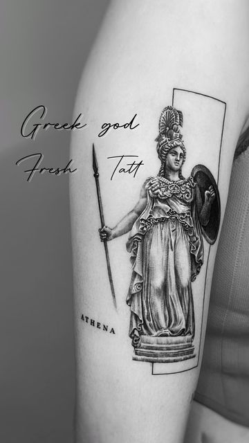 Micro-realism,Black&grey tattoo🇰🇷 on Instagram: "Fresh Athena tattoo . #greekgodtattoo #athenatattoo #arnhemtattoo #utrechtattoo #amsterdamtattoo #statuetattoo . Done at @inkstorytattooshop" Micro Realism, Athena Tattoo, Greek God Tattoo, Black Grey Tattoo, Tattoo Realism, Amsterdam Tattoo, Statue Tattoo, Grey Tattoo, Black And Grey Tattoos