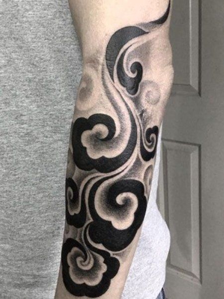 25 Symbolic Japanese Tattoo Ideas (2021) - The Trend Spotter Stipple Tattoo, Japanese Cloud Tattoo, Tattoo Japonais, Traditional Japanese Tattoo, Traditional Japanese Tattoo Designs, Japanese Tattoos For Men, Tattoo Background, Cloud Tattoo, Japanese Tattoos