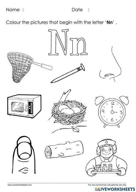 Letter N Activities For Toddlers, Letter N Activities For Preschool, Letter N Worksheets For Preschool, Letter N Craft, N Coloring Pages, Phonic Worksheet, Letter N Activities, Letter N Worksheet, Jolly Phonics Activities