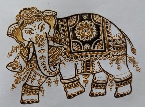 Elephant Mendhi Design, Royal Elephant Mehndi, Elephant Mehendi Design, Mehandi Drawing, Elephant Mehndi Design, Elephant Henna Designs, Portrait Mehndi, Elephant Mehndi, Mehandi Tutorial