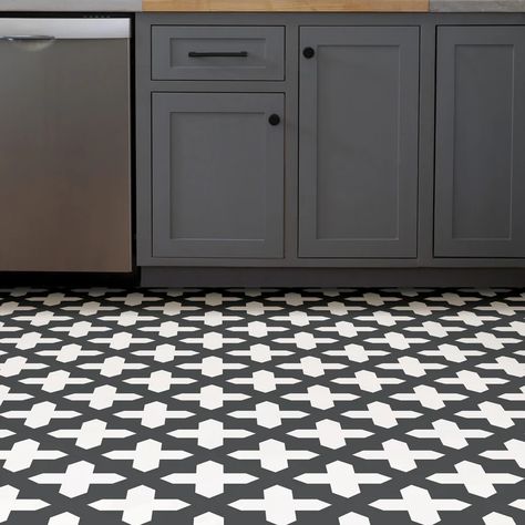 Tile Look Vinyl Flooring, Floor Tiles Black And White, Peel And Stick Floor Tiles, Stick Floor Tiles, Peel And Stick Floor, Vinyl Floor Tiles, Vinyl Tile Flooring, New Toilet, Peel And Stick Vinyl