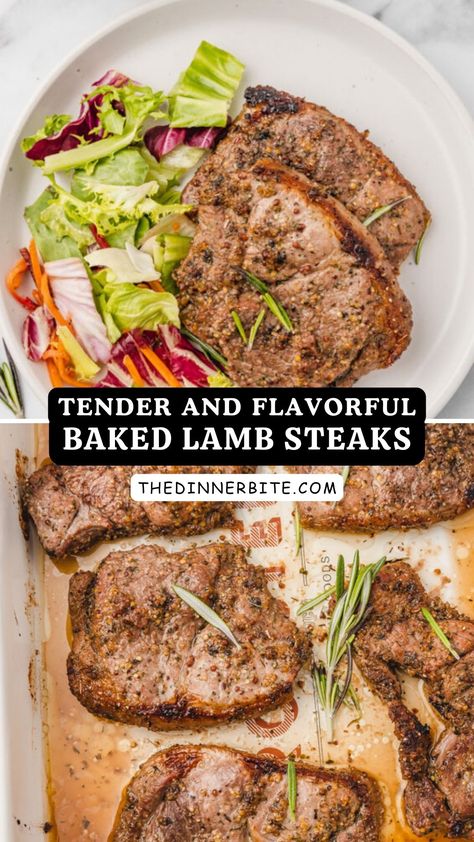 Looking for a fun and delicious meal idea? 🤔 Dive into these tender and flavorful BAKED LAMB STEAKS! 🍖 Juicy on the inside and perfectly seared on the outside - these steaks are simply irresistible! 😋 Check out the recipe and start cooking today! 👩‍🍳 Lamb Leg Steak Recipes Ovens, Lamb Steaks Recipes, Lamb Steaks How To Cook, Lamb Leg Steak Recipes, Baked Lamb Recipes, Leftover Lamb Curry, Steaks In The Oven, Lamb Steak Recipes, Baked Lamb Chops