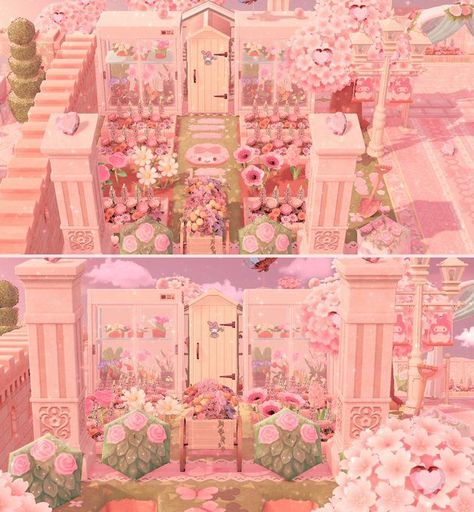 Cute Acnh Island Ideas Pink, Acnh Fairy Island, Kawaii Island Acnh, Kawaii Animal Crossing Island Ideas, Animal Crossing Island Inspiration Pink, Animal Crossing Cutecore, Cutecore Animal Crossing, Acnh Princesscore, Pink Animal Crossing Island