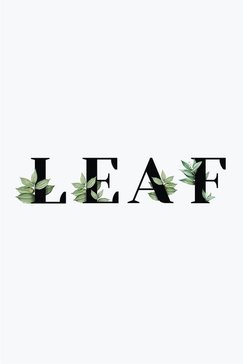 Botanical LEAF word black typography | free image by rawpixel.com / Aum Plant Typography, Leaf Typography, Botanical Capital Letter, Nature Typography, Leaf Font, Forest Logo, Space Font, Leaf Vector, Plant Font