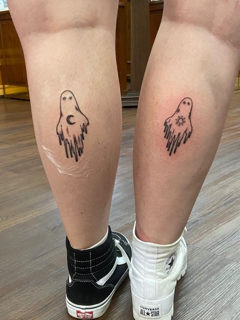 Sun Moon Tattoos, Moon Sun Tattoo, Moon Tattoos, Ghost Tattoo, Best Friend Tattoos, Friend Tattoos, Dope Tattoos, Moon Tattoo, Sun Moon