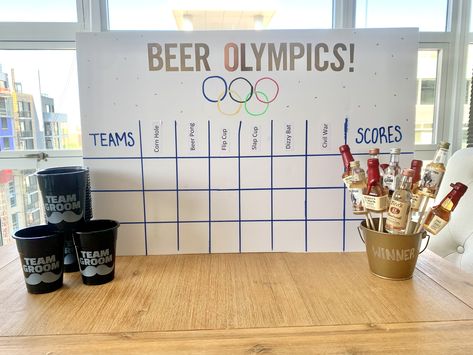 Great game for a bachelor party! Male Bridal Shower Ideas, Video Game Bachelor Party, Bachelor Pool Party Ideas, Joined Bachelor And Bachelorette Party Ideas, Jack And Jill Bachelorette Party, Combined Bachelorette/bachelor Party Ideas, Men Bachelor Party Ideas, Bachelor Trip Ideas, Bach Olympics