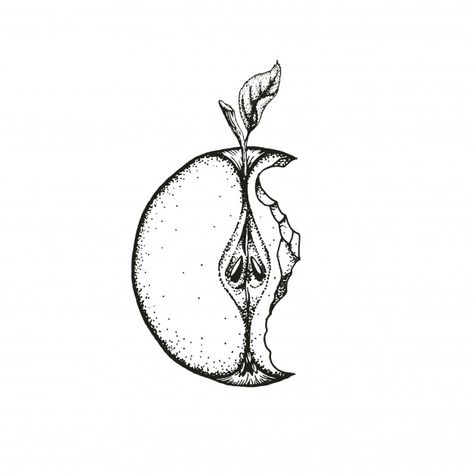 Apple Slice Tattoo, Apple Branch Tattoo, Half Apple Tattoo, Bitten Apple Drawing, Bitten Apple Tattoo, Apple Core Tattoo, Apple Tree Tattoo, I Will Tattoo, Tattoo Apple