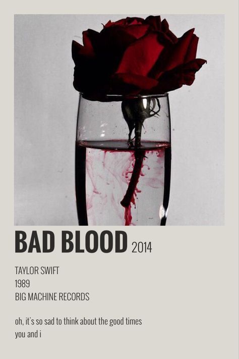 Bad Blood Taylor Swift, Taylor Swift Polaroid, Taylor Swift Spotify, Taylor Swift Discography, Taylor Swift Bad Blood, Minimalist Music, Song Covers, Polaroid Posters, Taylor Songs