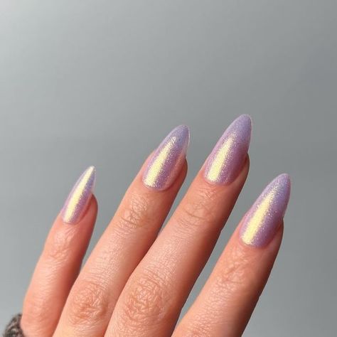 Lilac And Gold Nails, Lavender And Gold Nails, Sheer Polish, Gold Chrome Nails, Shimmer Nail Polish, Gold Chrome, Matte Metallic, Purple Lilac, Gold Shimmer