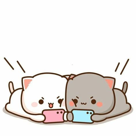 Mitao Cat, Futaba Y Kou, Peach Cat, Chibi Cat, Cat Couple, Cute Bear Drawings, Wallpaper Disney, Cute Cartoon Images, Cute Doodles Drawings