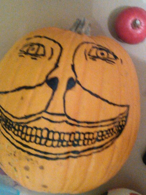 I PAINTED THE SMILING TITAN ON MY PUMPKIN OMG. Attack On Titan Pumpkin, Smiling Titan, Pumpkin Carving, Anime Memes, Attack On Titan, Carving, Media, Memes, Anime