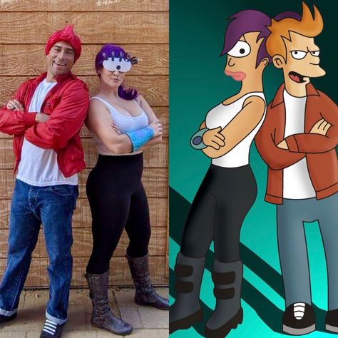 Futurama Halloween Costume, Futurama Leela Costume, Leela From Futurama, Leela Futurama Costume Diy, Fry And Leela Costume, Comicon Cosplay Couples, Leela Costume, Leela And Fry, Futurama Costume