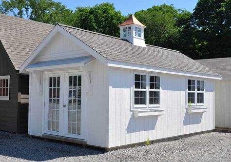 10'x20' Farmhouse Pavilion | Garden Sheds, Peak Style Sheds ('A' Frame), Pergolas & Pavilions Sales & Prices Sheds That Look Like Cottages, Farmhouse Pavilion, 10x20 Shed Plans, 12x20 Shed, 1800 Farmhouse, Houses Design Ideas, 10x20 Shed, Pavilion Garden, Large Shutters