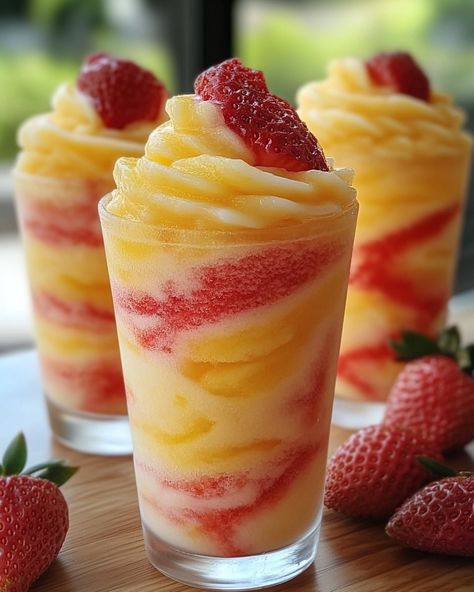 🍍🍓 Pineapple Strawberry Swirled Slushies 🍍🍓 A refreshing, fruity delight combining the tropical flavors of pineapple and strawberries. Perfect for hot days or as a fun, colorful treat! 🥄 Ingredients For the Pineapple Slush: • 2 cups frozen pineapple chunks • 1 cup pineapple juice or water • 1 tbsp honey (optional) For the Strawberry Slush: • 2 cups frozen strawberries • 1 cup strawberry juice or water • 1 tbsp honey (optional) 🔥 Instructions 1. Prepare the Pineapple Slush: - I... Pineapple Slush, Strawberry Slush, Pineapple Chunks, Pineapple Strawberry, Strawberry Juice, Frozen Pineapple, Delicious Drinks, Recipes For Dinner, Frozen Treat