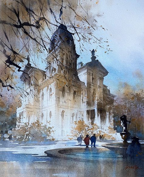 Thomas W Schaller, Thomas Schaller, Art Thomas, Watercolor City, Watercolor Architecture, Architecture Painting, Beach Watercolor, Watercolor Painting Techniques, 수채화 그림